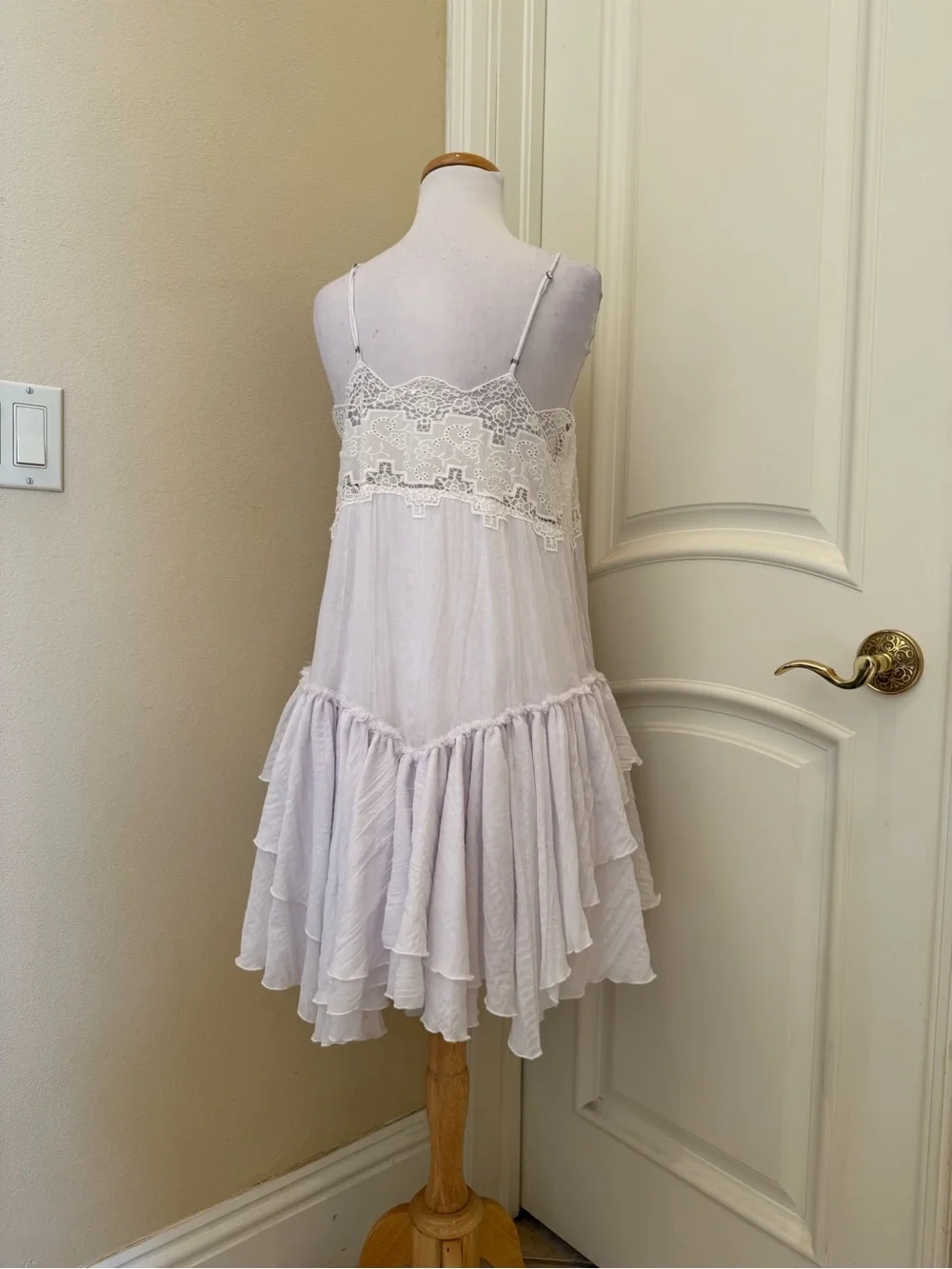 Free People ivory and white boho style handkerchief hem dress